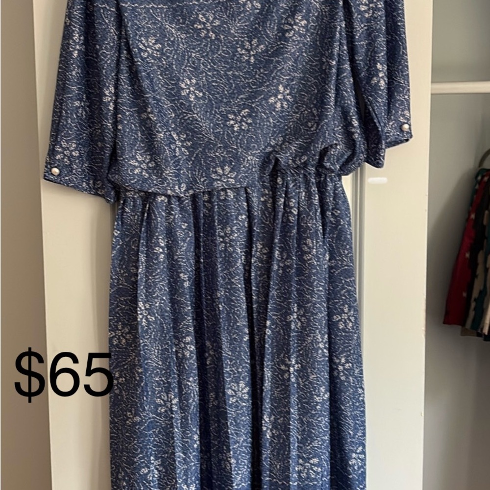 Elegant Blue Floral Dress